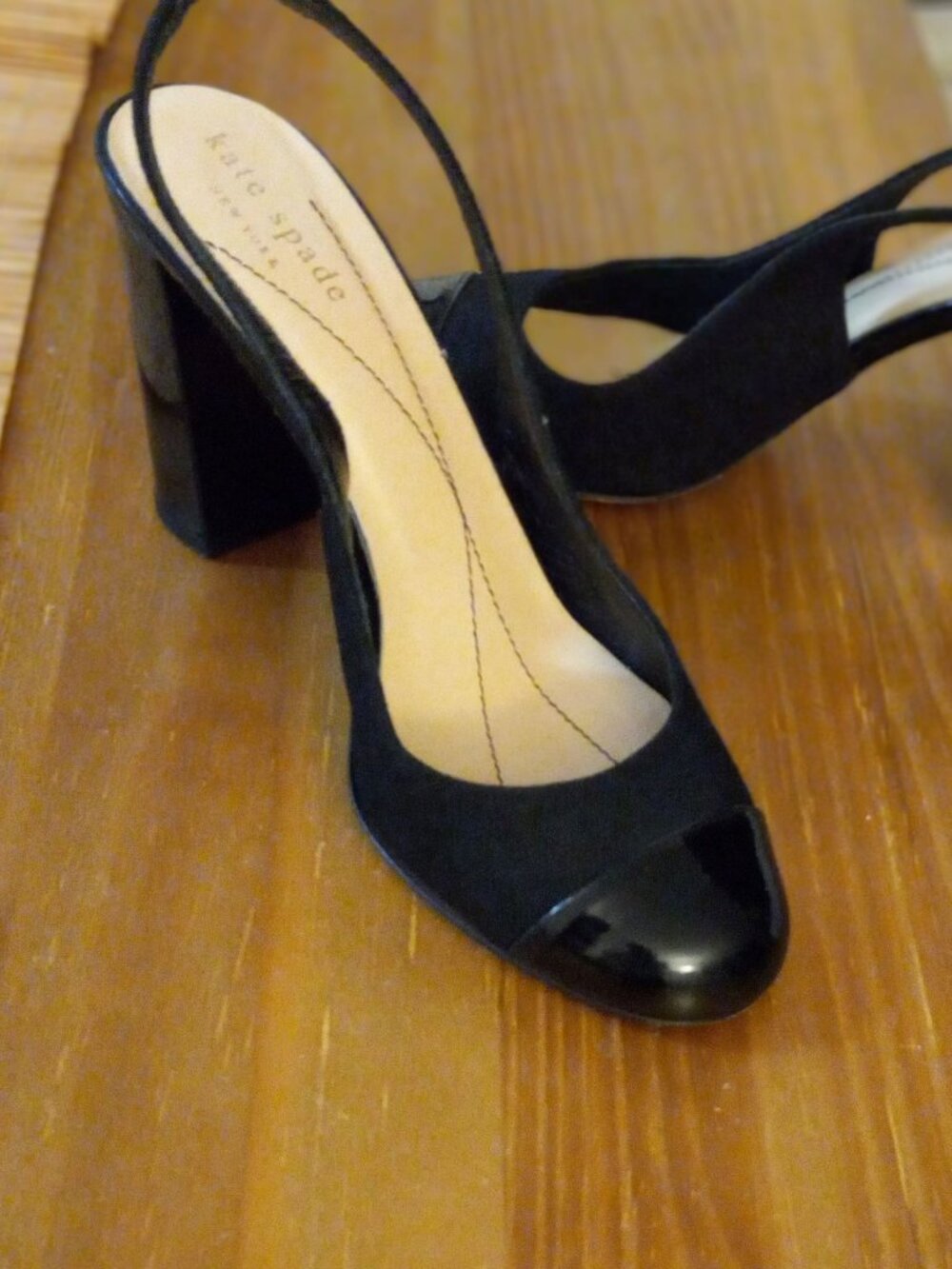 BLACK SLINGBACK HEELS SIZE 6 KATE SPADE